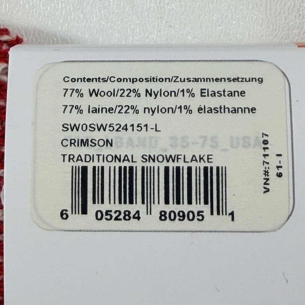 Smartwool Traditional Snowflake Crew Socks Womens L Crimson Red Merino New - Picture 4 of 9